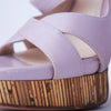 Secondhand Casadei Lavender Leather Platform Sandals with Sculpted Wooden Heel - '10s