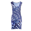 Secondhand Roberto Cavalli blue abstract print fitted dress