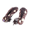 second hand Marni Brown and Cream Floral Print Lace-Up Sandals