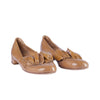 Secondhand Miu Miu Nude Patent Leather Flats with Ruffle Detailing