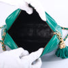 second hand Chanel Emerald Green Quilted Lambskin Front Pocket Tassel Camera Bag Gold Hardware -'80s