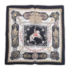 Secondhand Hermès “Ludovicus Magnus” Black, Ivory & Gold Silk Gavroche 42 Scarf By Françoise De La Perrière