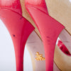 Secondhand Prada Raffia & Patent Leather Peep-Toe Pumps - '00s