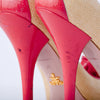 Secondhand Prada Raffia & Patent Leather Peep-Toe Pumps - '00s