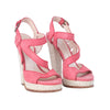 Secondhand Casadei Pink Nubuck Leather Ankle Strap Espadrille Sandals