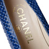 Secondhand Chanel Blue Snake-Embossed Leather Heels - '10s