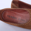 Secondhand Prada Brown Leather Ballet Flats With Croc-Effect Toe -'80s