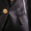 Secondhand Balmain Black Leather Double-Breasted Blazer - '20s