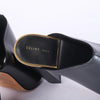 second hand Celine Black Leather Flat Slides With Gold-Tone Details