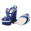 Secondhand Miu Miu Cut-Out Wedge Platform Sandals In Blue Suede - '10s