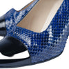 Secondhand Chanel Blue Snake-Embossed Leather Heels - '10s