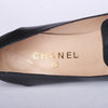 secondhand Chanel Black Leather & Canvas Bow Pointed-Toe Pumps - '90s