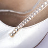 Secondhand Louis Vuitton Silver Matte Metallic Leather Open Toe Heels Rhinestone Shoes - '00s