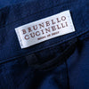 Secondhand Brunello Cucinelli Navy Double-Breasted Linen Blazer - '10s