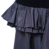 Secondhand Yves Saint laurent Black Velvet Dress with Ruffle Shoulders and High-Low Skirt - '80s
