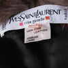Secondhand Yves Saint Laurent Black Leather Coat with Silver Fox Fur Trim -'90s