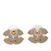 Chanel CC Brass Strass Enamel Push Back Earrings Secondhand