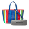 Balenciaga Small Lambskin Striped Barbes East West Shopper Tote Secondhand