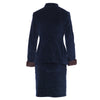 Secondhand Blumarine Navy Velvet Skirt Suit With Fur Cuffs - '00s