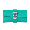 Secondhand Hermès Medor Clutch in Green Leather with Palladium Hardware -'10s