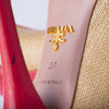 Secondhand Prada Raffia & Patent Leather Peep-Toe Pumps - '00s
