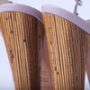 Secondhand Casadei Lavender Leather Platform Sandals with Sculpted Wooden Heel - '10s
