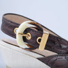 Secondhand Casadei Brown Crocodile Effect Leather Wedge Sandals - '10s