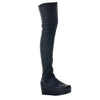 Secondhand Rick Owens Thigh-High Leather Wedge Boots - '10s