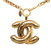 Secondhand Chanel CC Gold Plated Quilted Pendant Necklace