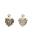 Chanel CC Gold Plated Faux Pearl Strass and Resin Heart Drop Push Back Earrings Secondhand