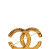 Secondhand Chanel CC Gold Plated Baroque Embossed Brooch