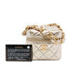 Chanel CC Quilted Metallic Lambskin Cube Zip Clutch with Chain Secondhand