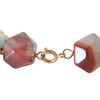 Gold-Tone Geometric Long Necklace with Multicolour Gemstone Beads - '70s