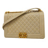 Secondhand Chanel Boy Beige Leather Bag