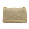 Secondhand Chanel Boy Beige Leather Bag