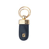 Secondhand Fendi Navy Leather FF Logo Key Holder with Gold-Tone Double Ring - '10s
