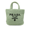 Prada Small Raffia Effect Crochet Embroidered Logo Tote Secondhand