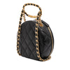 Chanel Quilted Lambskin Oval Logo Chain Top Handle Round Clutch on Chain Secondhand