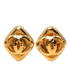 Chanel CC Gold Plated Diamond Shape Clip On Earrings Secondhand