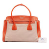 Prada Bicolor Saffiano Cuir Trimmed Canvas Satchel Secondhand