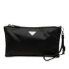 Prada Saffiano Trimmed Tessuto Wristlet Zip Pouch Secondhand