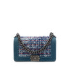 Chanel Old Medium Quilted Denim and Tweed Boy Flap Secondhand