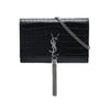 Saint Laurent Croc Embossed Leather Monogram Kate Tassel Wallet on Chain Secondhand