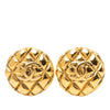 Chanel Gold Plated CC Quilted Round Clip On Earrings Secondhand
