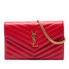 Saint Laurent Grain De Poudre Chevron Monogram Envelope Wallet on Chain Secondhand