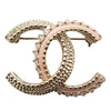 Chanel Gold Plated Lacquered CC Brooch Secondhand
