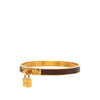Secondhand Hermès Gold Plated Epsom Kelly Cadena Lock Bangle Bracelet