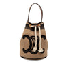 Celine Small Triomphe Raffia Drawstring Bucket Bag Secondhand