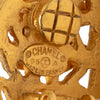 Chanel CC Gold Plated Baroque Motif Oval Clip On Earrings Secondhand