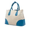 Prada Medium Saffiano Cuir Trimmed Canvas Double Satchel Secondhand